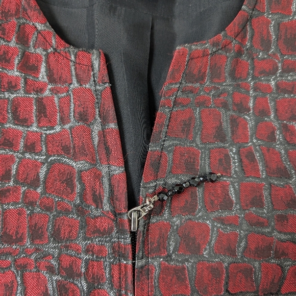 Vintage Conrad C Collection Made In Canada Red Crocodile Pattern Jacket Size 10 - Picture 6 of 9